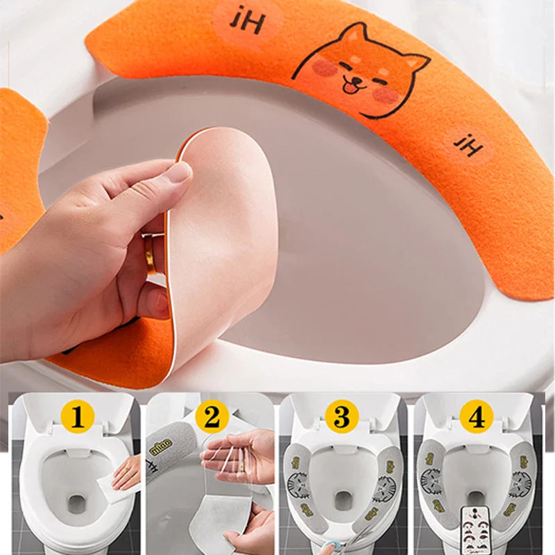 2-Pack Reusable Flannel Toilet Seat Cover Pads – Washable Warm Bathroom Seat Cushion Set