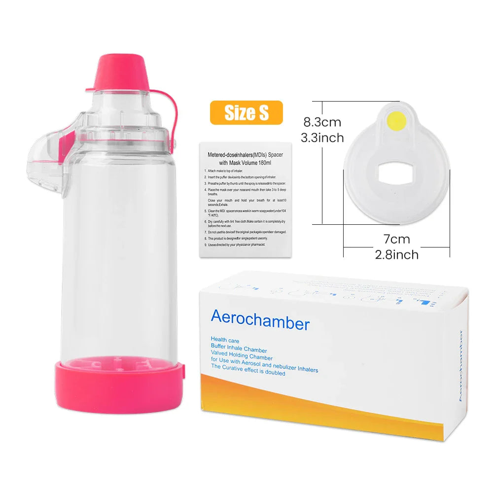 Asthma Inhaler Spacer & Nebulizer — Adult, Child, and Baby Aerosol Compressor with Mist Storage Bottle, Mask, and Tank Cup