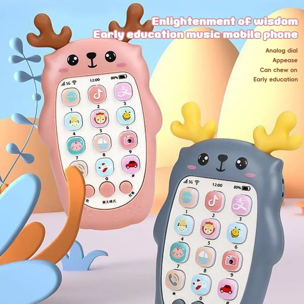 Baby Bilingual Telephone Teether Toy - Musical Voice Learning Phone for Infants