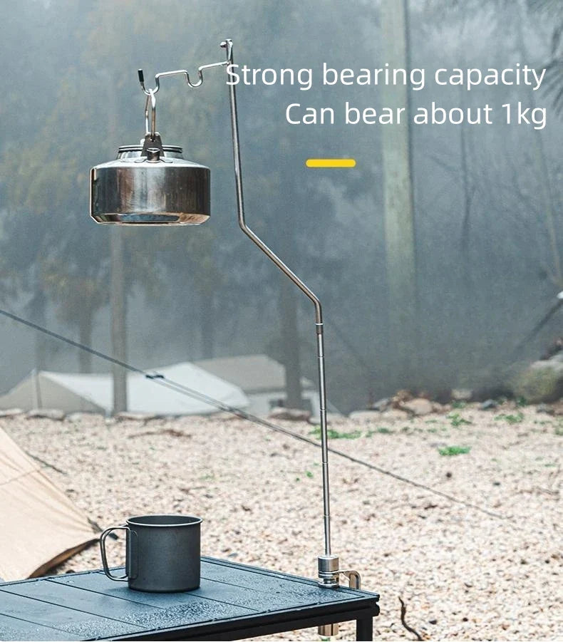 Outdoor Portable IGT Table Light Pole Bracket – Stainless Steel Camping Desktop Accessory
