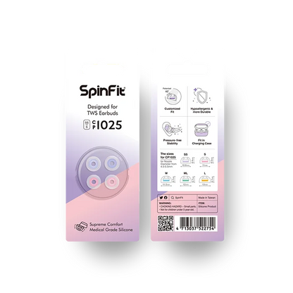 SpinFit CP1025 TWS Silicone Ear Tips – Patented Fit for True Wireless Earbuds, Compatible with MTW3, Jabra Elite 7 & Galaxy Buds 2