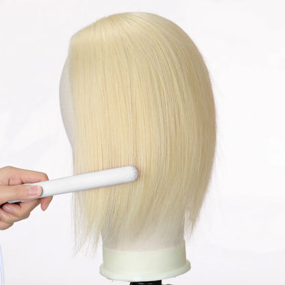 14" Gray Blonde Human Hair Topper – Mono Lace Base, 4 Clips, Natural Look for Thinning Hair
