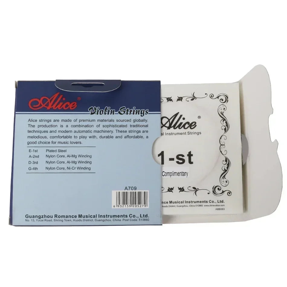 Alice A709 Violin Strings Set – Nylon Core Steel Strings with Al-Mg and Ni-Cr Winding for Professional Performance
