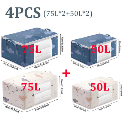 Big Capacity Storage Bag – 4/2/1PCS Moisture & Dust-Proof Organizer for Quilts, Clothes, Duvets, Blankets, and Luggage