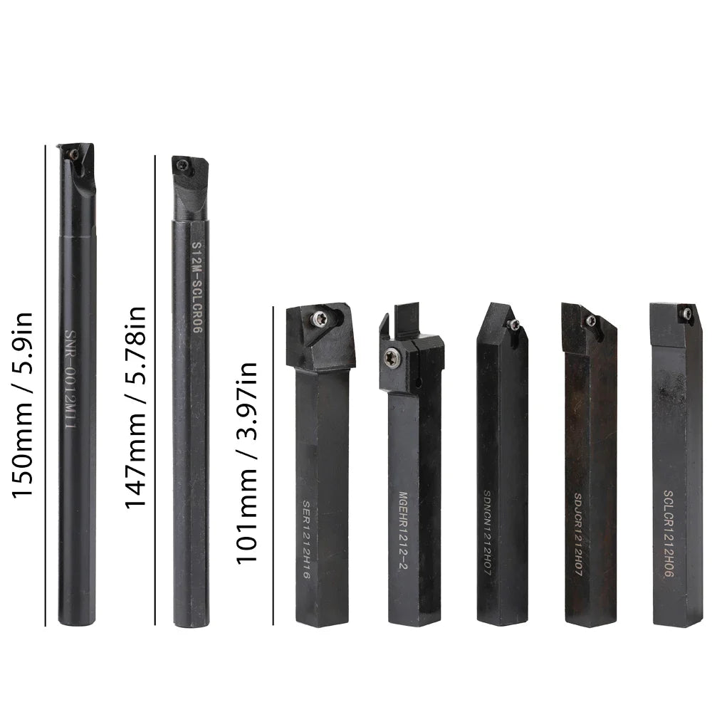 8-16mm Lathe Turning Tool Holder — Boring Bar & CNC Metal Cutter Rod with Shank and Inserts