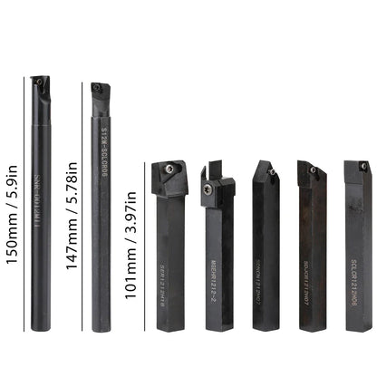 8-16mm Lathe Turning Tool Holder — Boring Bar & CNC Metal Cutter Rod with Shank and Inserts