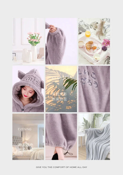 WASART Winter Hooded Fleece Blanket – Ultra Plush Oversized Sweater Blanket with Sleeves, Warm Flannel for Outdoor Use