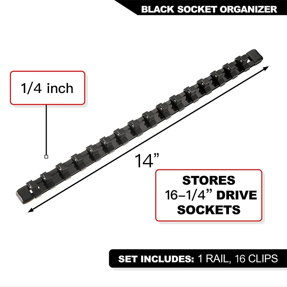 Socket Organizer Set - 1/4 3/8 1/2 Inch Socket Holder Trays for Tool Box Drawers & Storage Rails