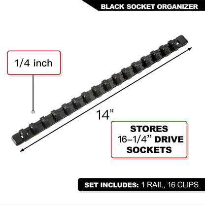 Socket Organizer Set - 1/4 3/8 1/2 Inch Socket Holder Trays for Tool Box Drawers & Storage Rails