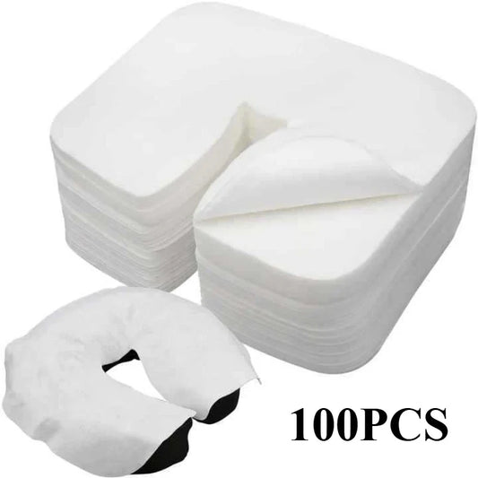 100pcs Disposable Massage Face Cradle & Headrest Covers – Spa Salon Table Sheets