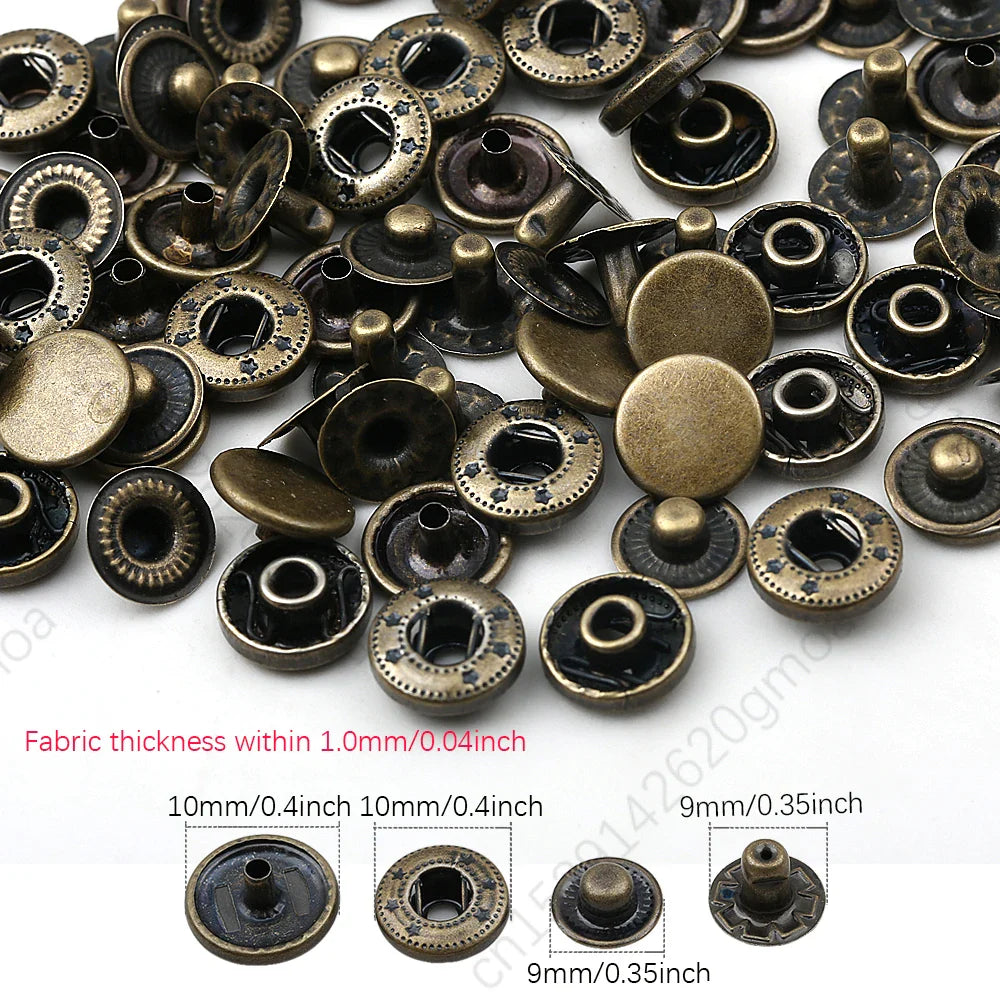 10mm, 12.5mm & 15mm Stainless Steel Snap Fasteners – Sewing Buttons for Clothing, Jackets & Leather Crafts