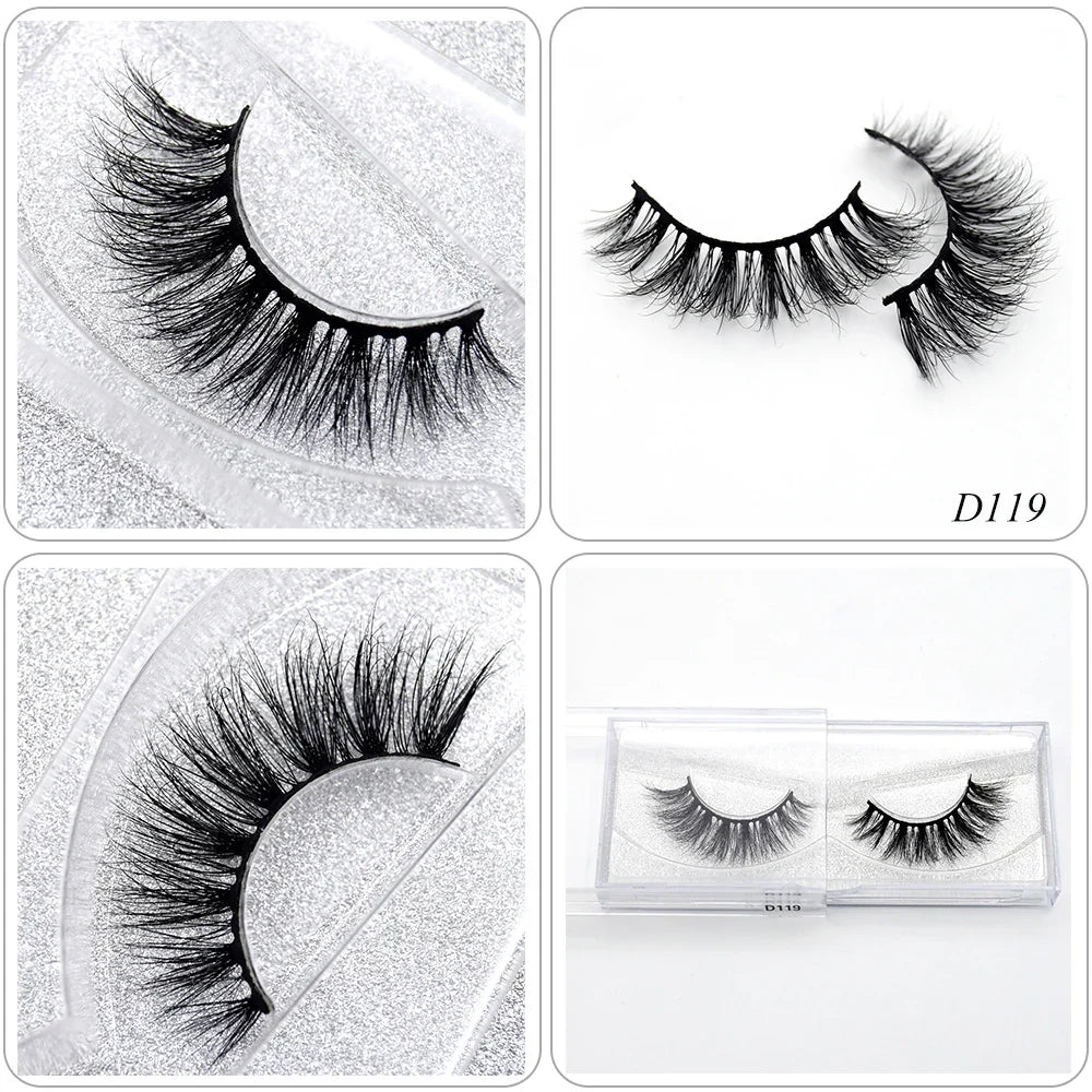 3D Real Mink False Eyelashes – Thick Handmade Strip Lashes with Glitter Packing for Makeup Beauty D101