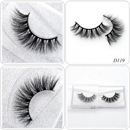 3D Real Mink False Eyelashes – Thick Handmade Strip Lashes with Glitter Packing for Makeup Beauty D101
