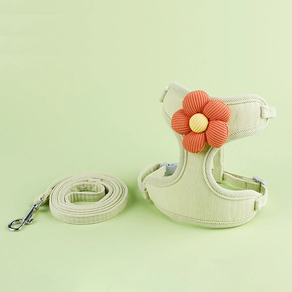 Adjustable Cat & Small Dog Harness with Leash – Breathable Pet Walking Strap Set