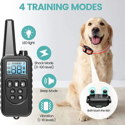 Rechargeable Electric Dog Training Collar with Detachable Anti-Bark Control, Vibration Training & Clicker for All Dog Breeds