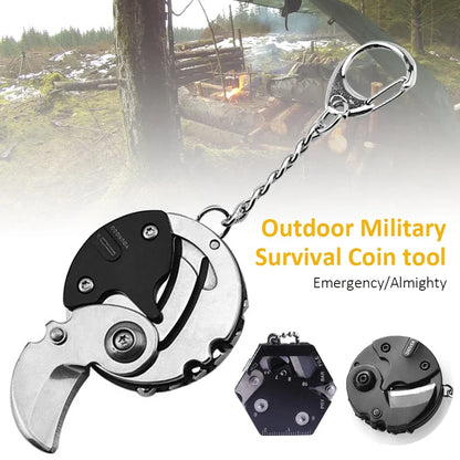 Multifunctional Hexagon Keychain Tool – Mini EDC Screwdriver, Folding Coin Knife & Pocket Gear for Outdoor Use