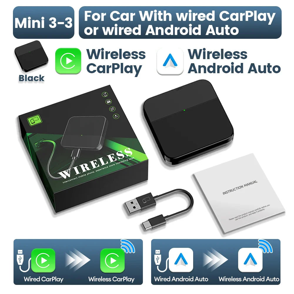 2026 CarlinKit Mini Wireless CarPlay Adapter – Smart Wired to Wireless CarPlay Dongle with WiFi & Bluetooth Auto Connect Car System Upgrade