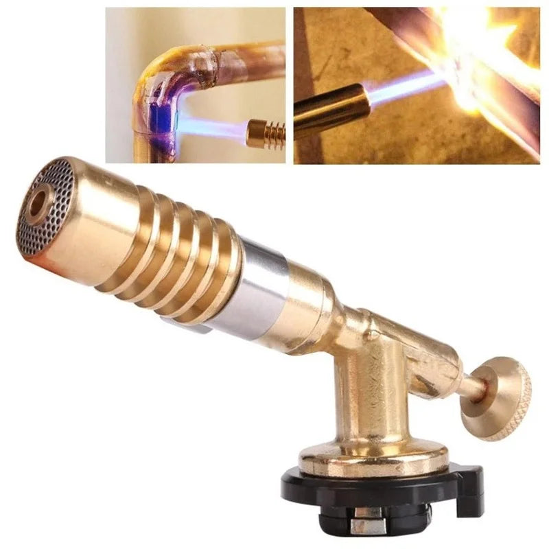 Gas Torch Flame Gun - Butane Auto-Ignition Burner for Camping, Cooking, Soldering, Heating, Blowtorch Lighter