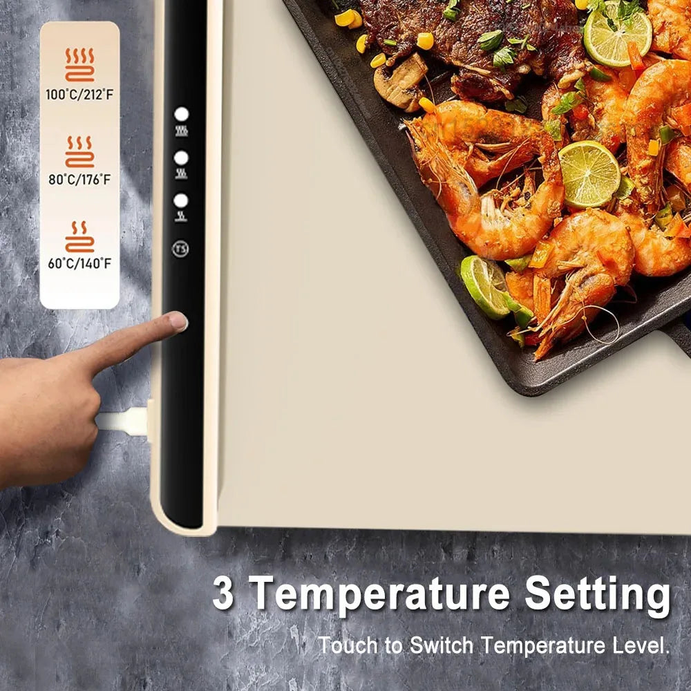 Electric Warming Tray – Foldable Silicone Food Warmer Plate, Fast Heating Portable Mat for Parties