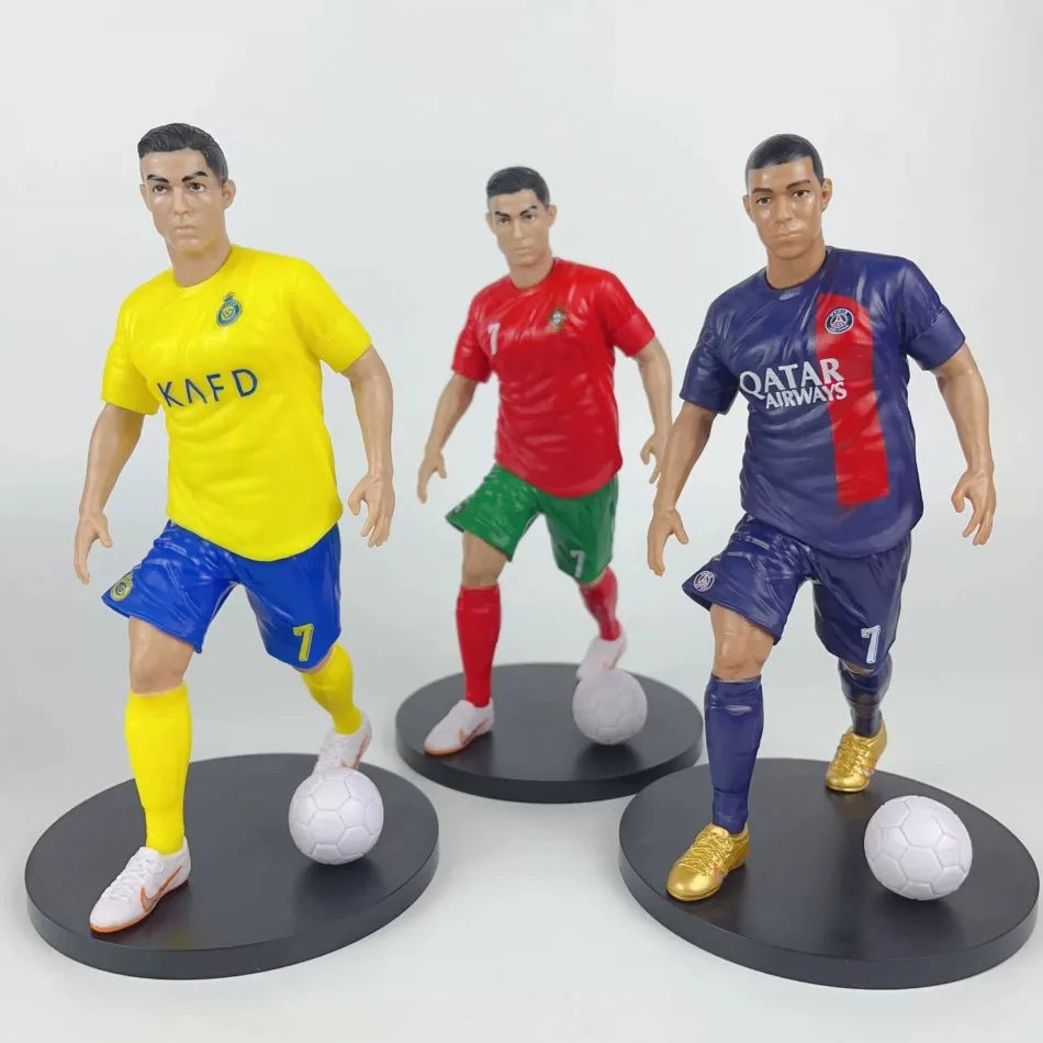 Football Star Action Figures – C. Ronaldo, Messi, Mbappe Cartoon Model Dolls Car Accessories Gifts (1-5pcs)