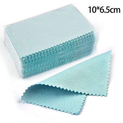 50pcs Silver Polishing Cloths – Soft Cleaning Wipes for Necklaces, Rings & Jewelry Care (10x6.5cm & 8x8cm)