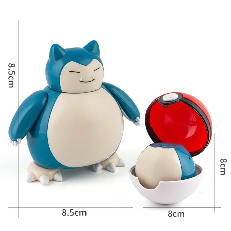 Pokemon Action Figures Set – Pikachu, Gengar, Dragonite, Snorlax & Pokeball Toys