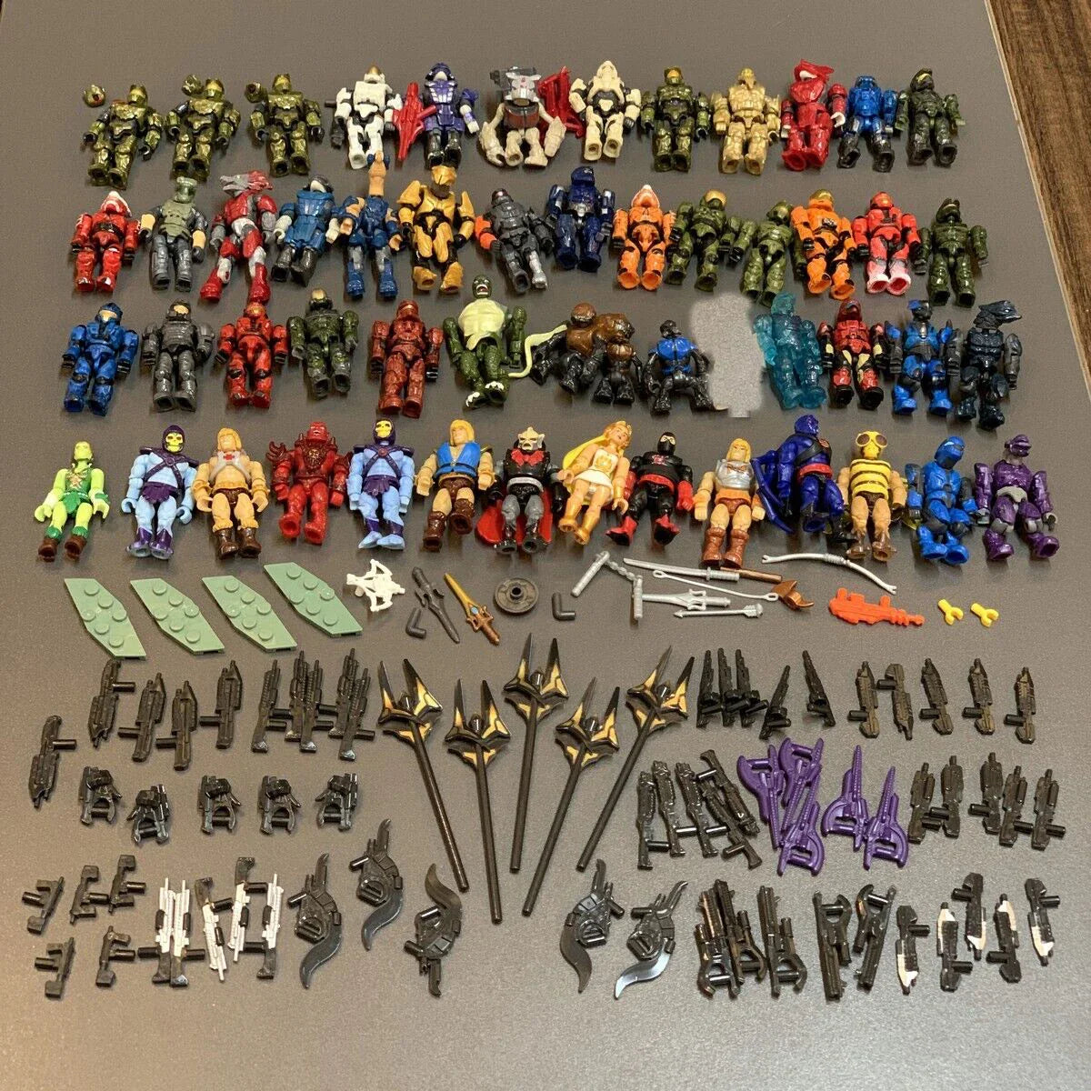 Mega Construx Lot – Master Chief, Elite, Grunt & MOTU He-Man Figures with Weapons