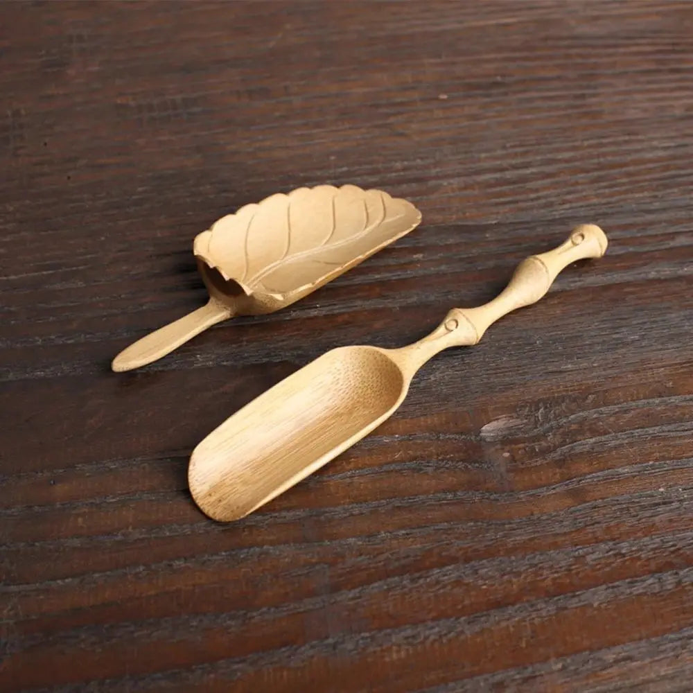 Japanese-Style Natural Bamboo Rattan Tea Scoop – Tea Shovel, Leaves Chooser, Honey & Coffee Spoon, High-Quality Holder