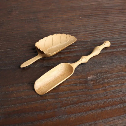 Japanese-Style Natural Bamboo Rattan Tea Scoop – Tea Shovel, Leaves Chooser, Honey & Coffee Spoon, High-Quality Holder