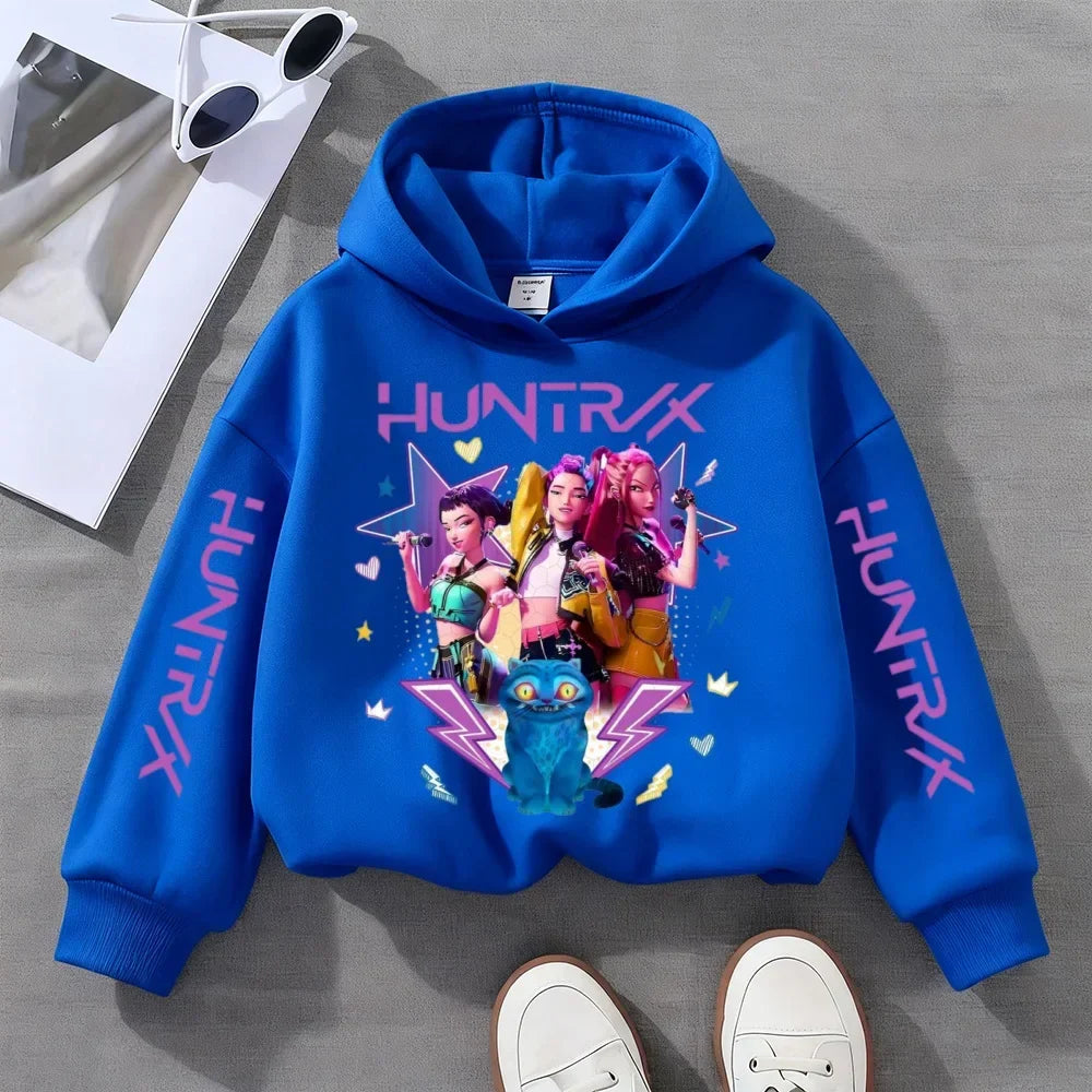 KPop Devil Hunter Printed Kids Hoodie – Autumn & Winter Warm Casual Sweatshirt for Boys & Girls