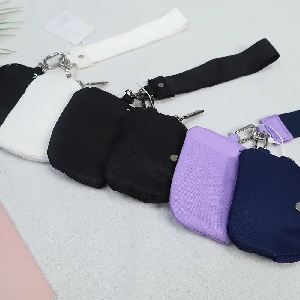 Women's Double Pouch Wristlet Keychain Wallet | Zipper Coin Purse & Detachable Key Card Holder | Portable Change Pocket
