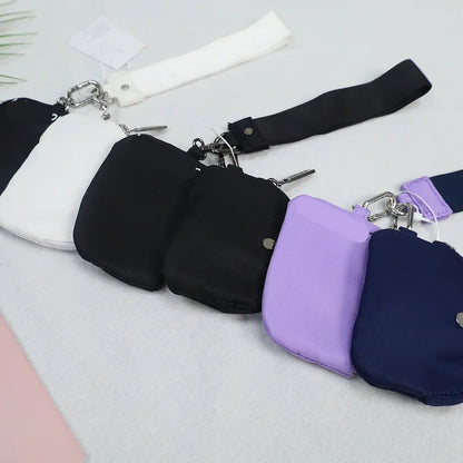 Women's Double Pouch Wristlet Keychain Wallet | Zipper Coin Purse & Detachable Key Card Holder | Portable Change Pocket