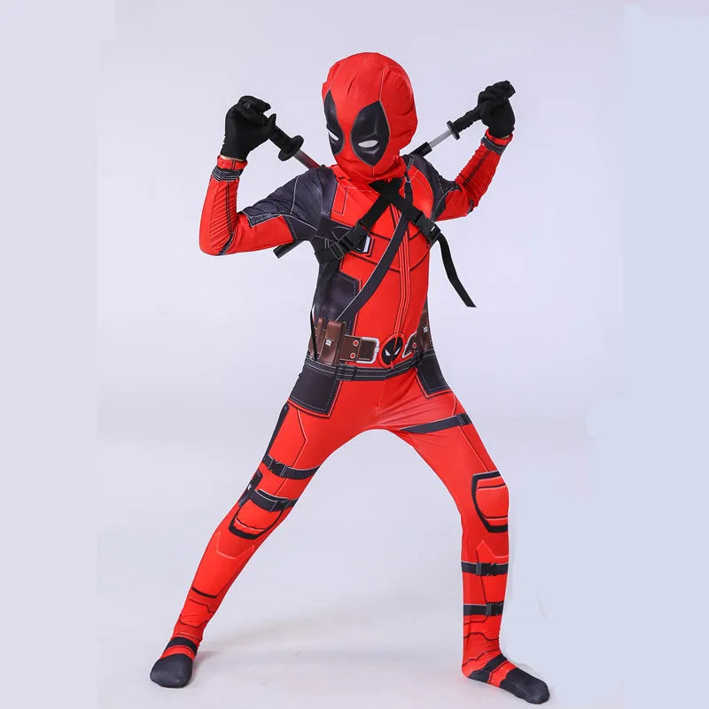 Deadpool Kids Halloween Cosplay Costume – Superhero Jumpsuit for Children