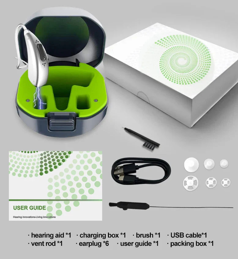2024 Bluetooth Hearing Aid – ELHearing Rechargeable Mini Device with Programmable Digital Features & Portable Charging Case