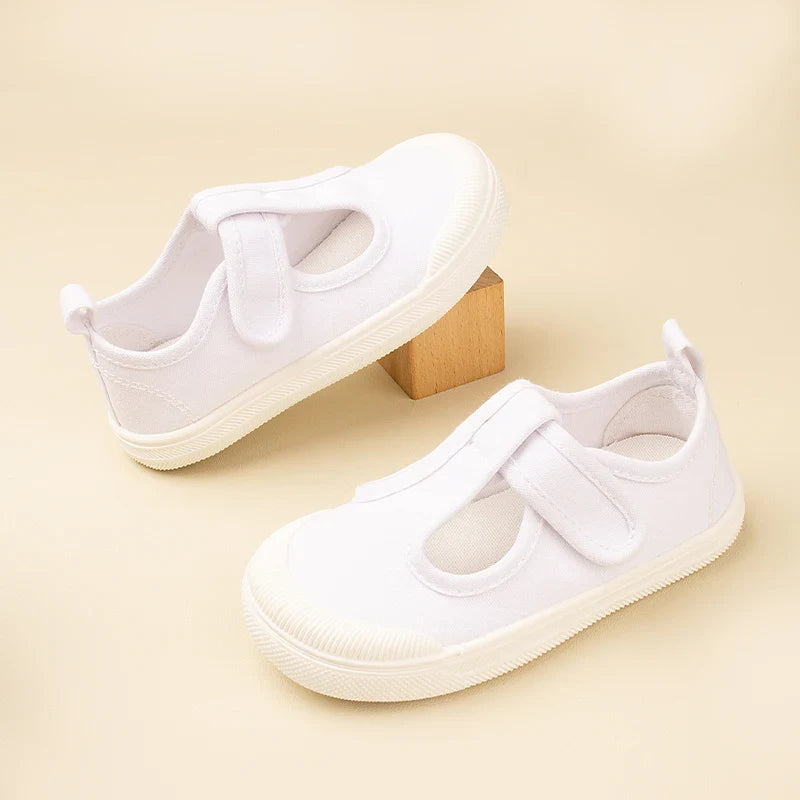 Spring & Autumn Kids Canvas Shoes — Personalized T-Shaped Breathable Sneakers for Children, Model EW8268