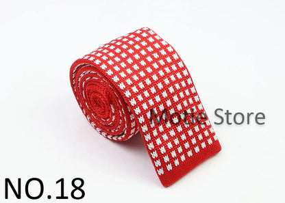 Classic Knit Neck Tie for Men — 6cm Plaid & Dots Casual Business Wedding Tie