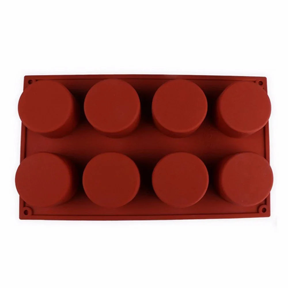 8-Cavity Round Silicone Cake Mold — Chocolate, Oreo, Cookie, Jelly, Pudding, Soap & Cheesecake Baking Tool
