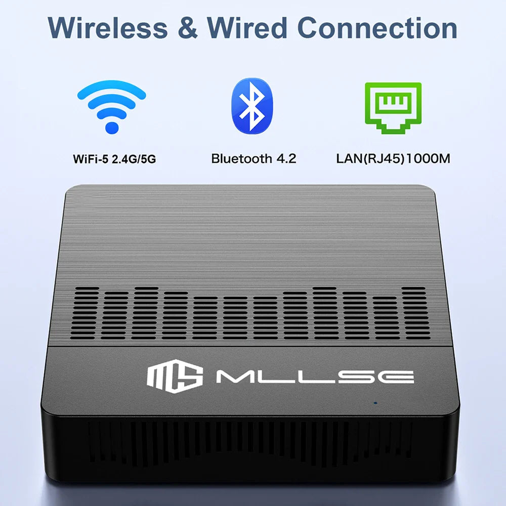 MLLSE Mini PC M2 Air – Intel Gemini Lake N4000, 6GB RAM, 128GB ROM, Dual-Band WiFi, Bluetooth, Windows 11