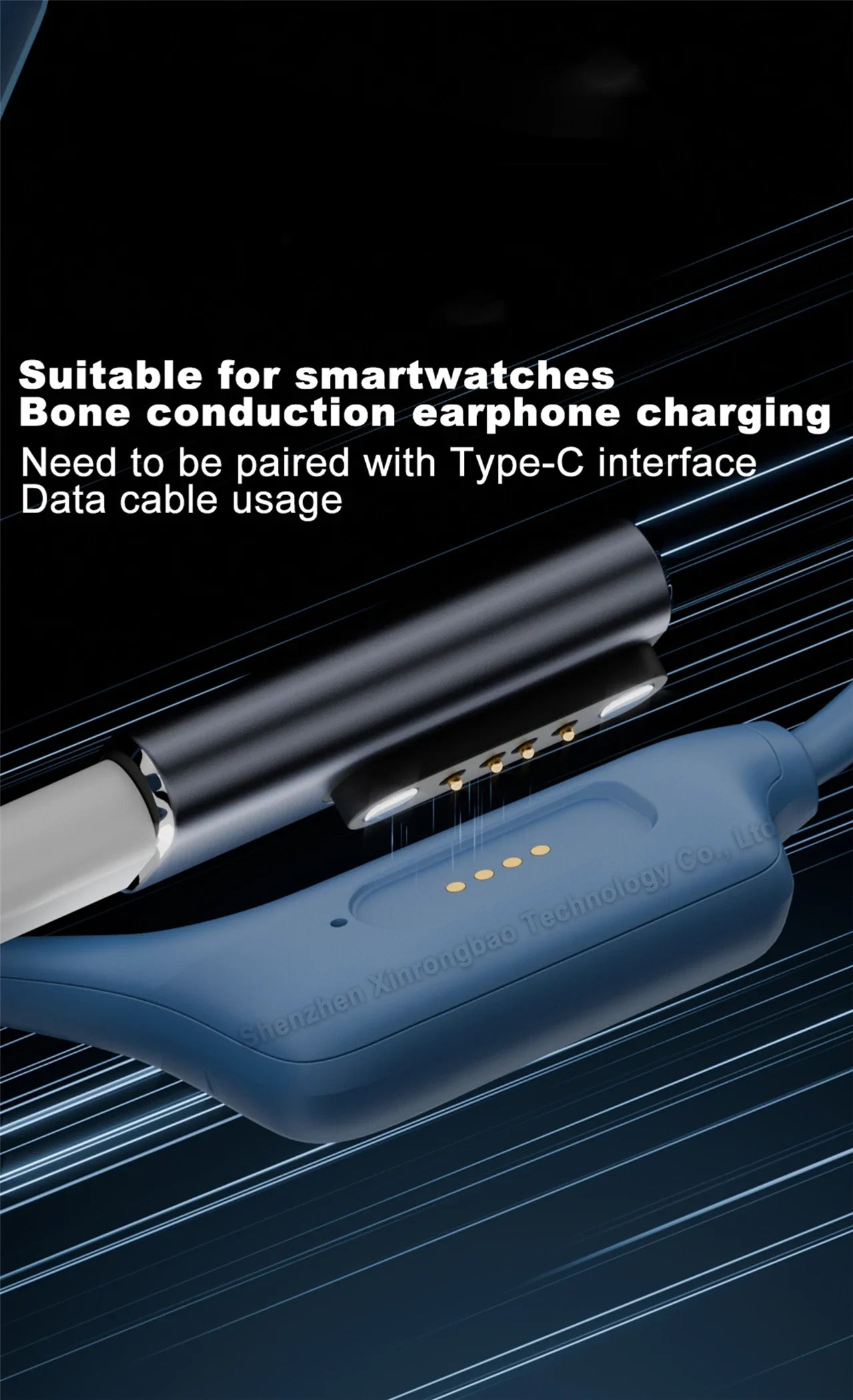 Shokz Bone Conduction Headset & Smartwatch USB-C to 7.62mm 2/4-Pin Magnetic Charging Adapter