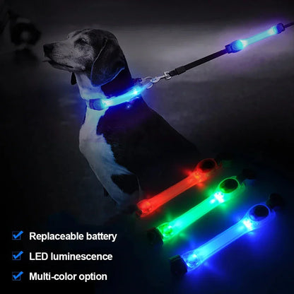 Pet LED Safety Traction Collar – Waterproof Anti-Loss Collar with Multi-Color Flashing Light Pendant for Outdoor Use