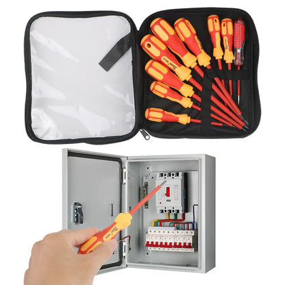 Magnetic Insulated Screwdriver Set – Phillips & Slotted Bits, Multifunctional Hand Tools for Electricians