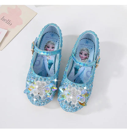 2024 Spring Girls' Crystal Princess Elsa Shoes - Ice and Snow Romance Fashion Sandals for Kids