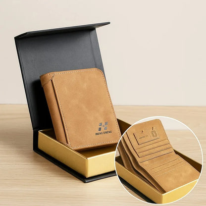 Men's Genuine Leather Slim Bifold Wallet - RFID Blocking Minimalist Card Holder for Men