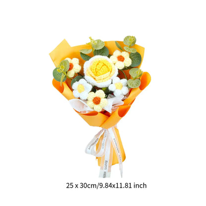 Knitted Flower Bouquet — Crochet Home Decor for Teacher’s Day, Birthday & Anniversary