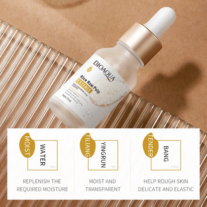 BIOAQUA Rice Raw Pulp Serum – Hydrating, Whitening & Anti-Wrinkle Face Essence with Hyaluronic Acid