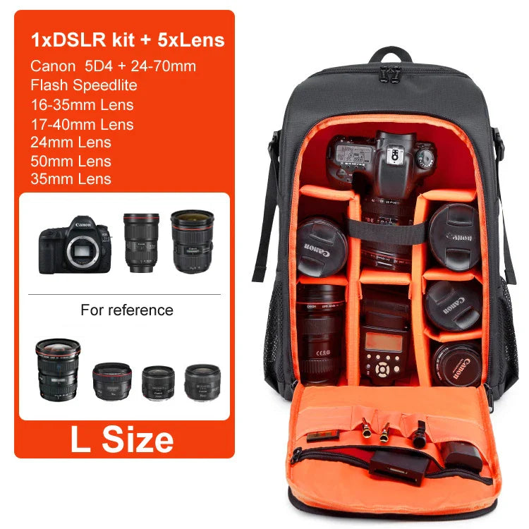 Large Waterproof Camera Backpack — DSLR & Video Tripod Bag with Rain Cover for Canon, Nikon, Sony, Pentax