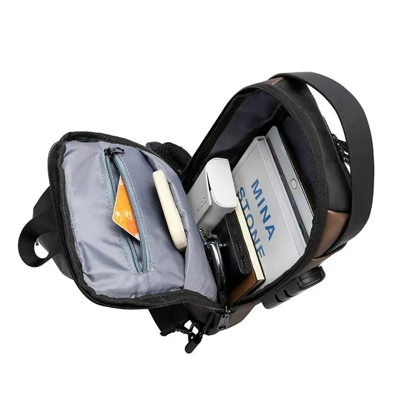 Multifunction Anti-Theft USB Shoulder Bag for Men: Crossbody Travel Sling Chest Pack Messenger - Secure and Stylish