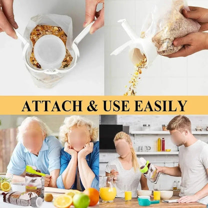 Food Storage Bag Clips with Pour Spouts - Kitchen Chip Sealer Clips, Plastic Cap for Freshness