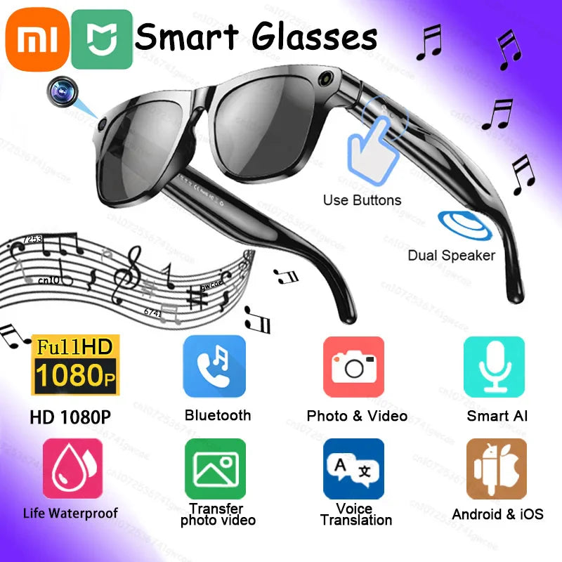 Xiaomi MIJIA 1080P HD AI Smart Glasses — Cat GPT, 100MP Camera, Bluetooth Calls, Voice Assistant, 260mAh Battery