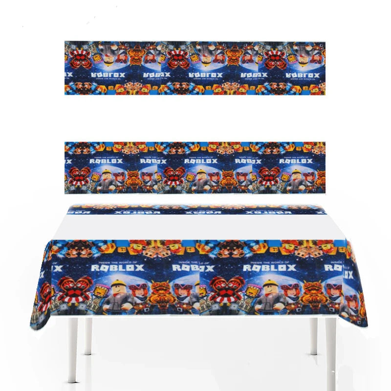Hot Roblox Theme Party Tablecloth – 108×180cm Disposable Birthday Party Supplies for Boys, Party Decorations & Tableware